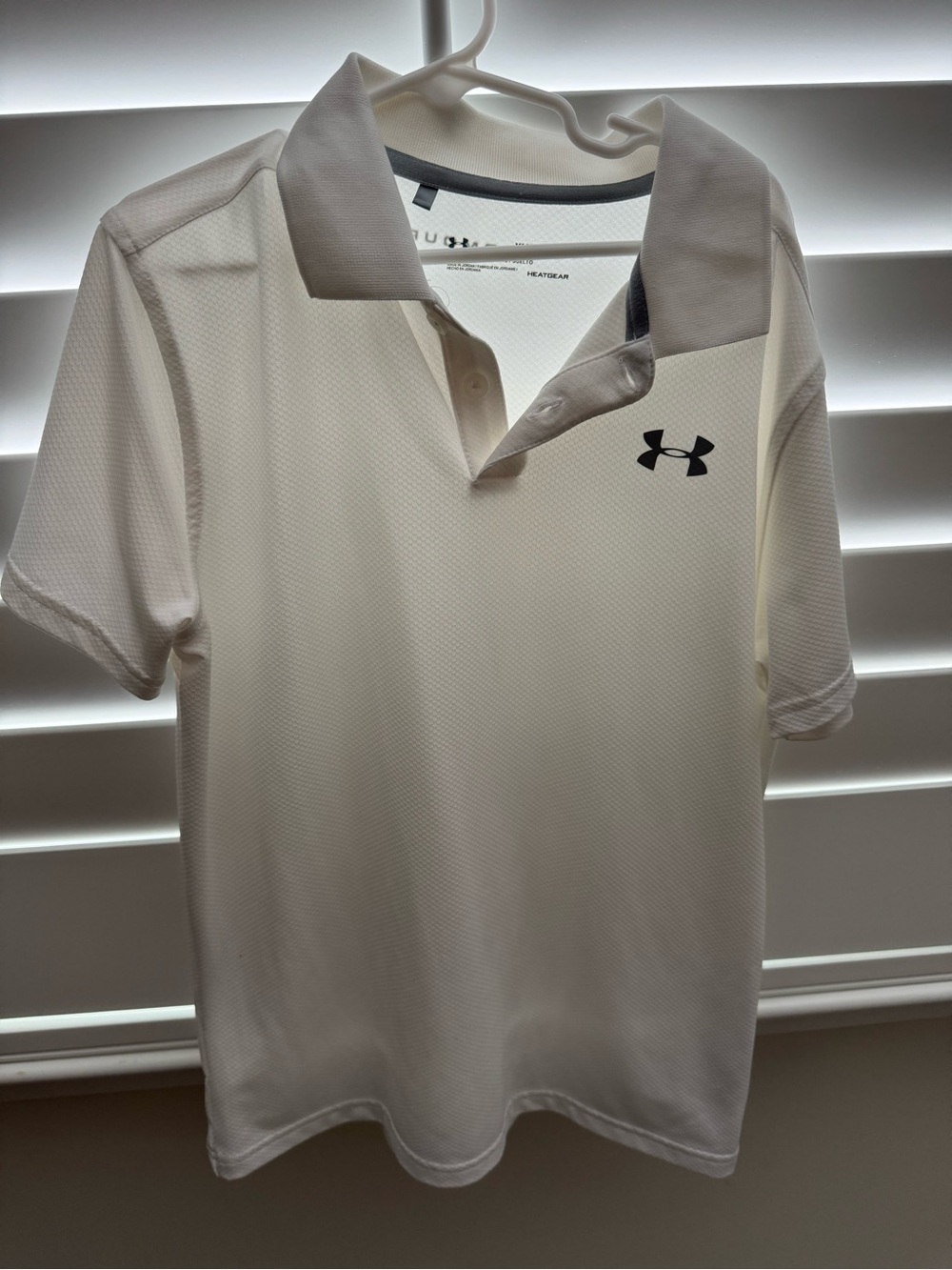 Under Armour Boy’s White Polo with Black Logo